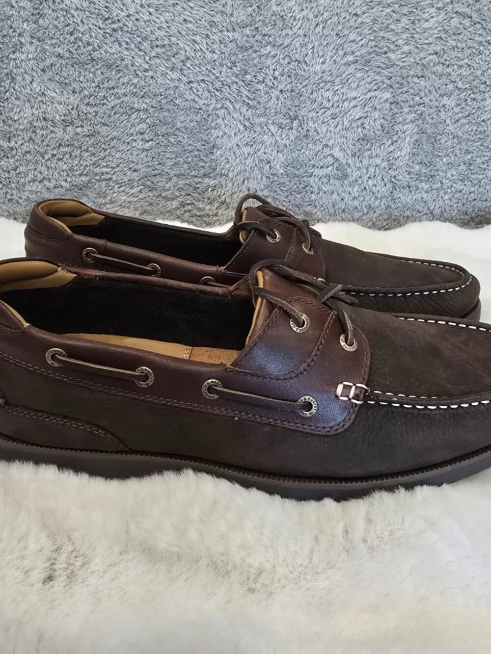 Johnston & Murphy Ventura 2-Eye Boat Shoe Dark Brown Mahogany Leather Sizes